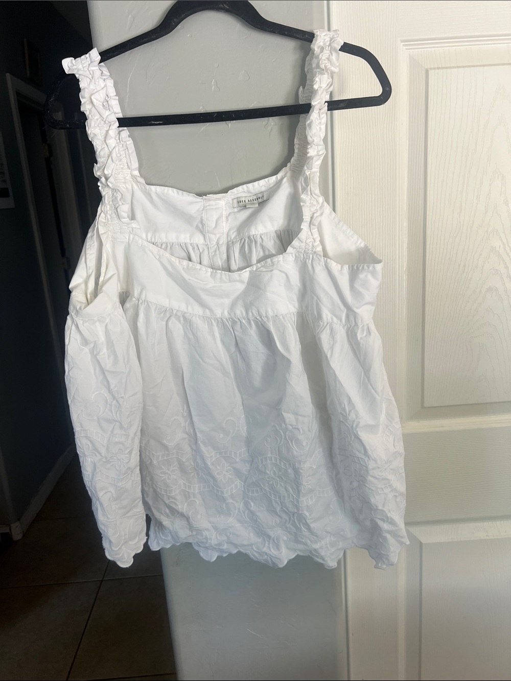 White Embroidered Ruffle-Strap Camisole - Zara
